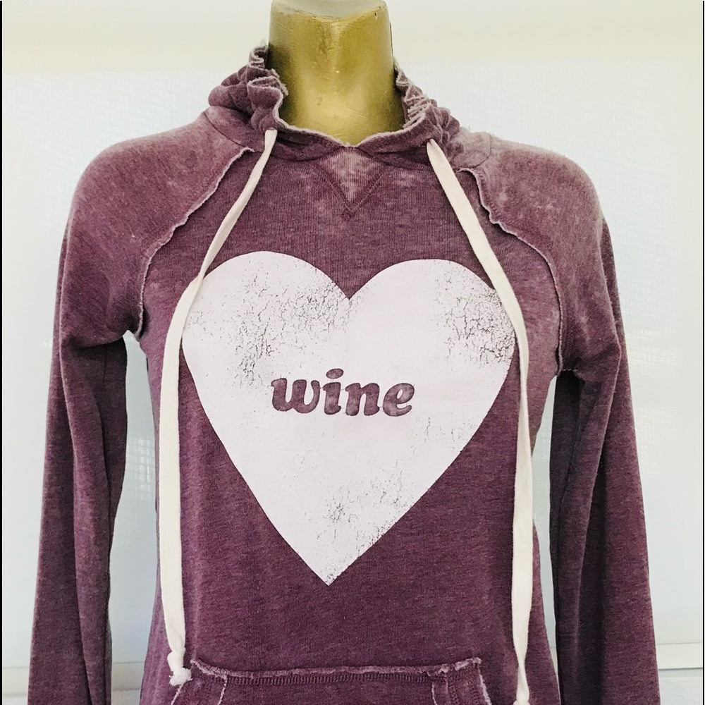 NWT GRAYSON THREADS Deconstructed WINE Hoodie TOP Size XS